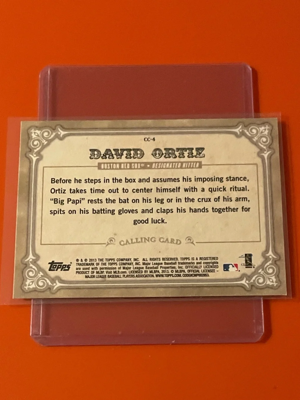 David Ortiz #CC-4 2013 Topps [Calling Card] Baseball Trading Card